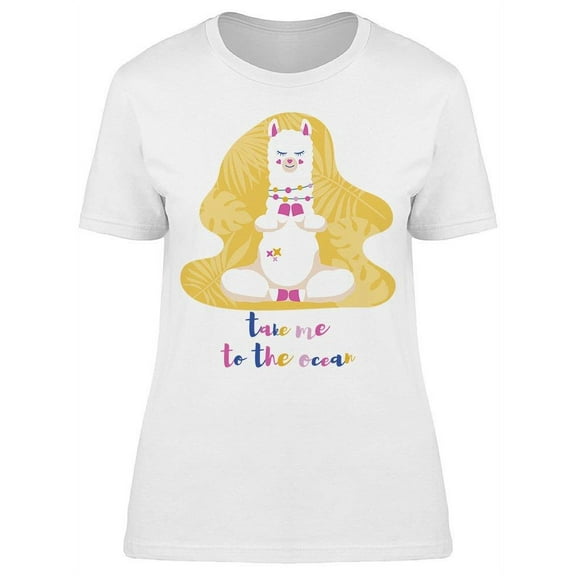 Llama: Take Me To The Ocean T-Shirt Women -Image by Shutterstock, Female x-Large