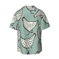 thumbnail image 2 of Daiia Hand Drawn Chickens Men's Linen Shirts Short Sleeve Casual Shirts Button Down Shirt for Men Beach Summer Wedding Shirt-4X-Large, 2 of 7