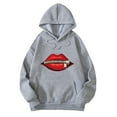 thumbnail image 2 of Zipper Lips Graphic Hoodies for Women Fall Winter Long Sleeve Casual Oversized Hooded Sweatshirt Pullover with Pockets, 2 of 4