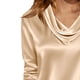 thumbnail image 4 of TaTaai 2026 Spring Women’s Cowl Neck Draped Tee 3/4 Sleeve Loose Blouse Casual Solid Color Fashion Top Satin Texture Polyester Daily Shirt Gift, 4 of 5