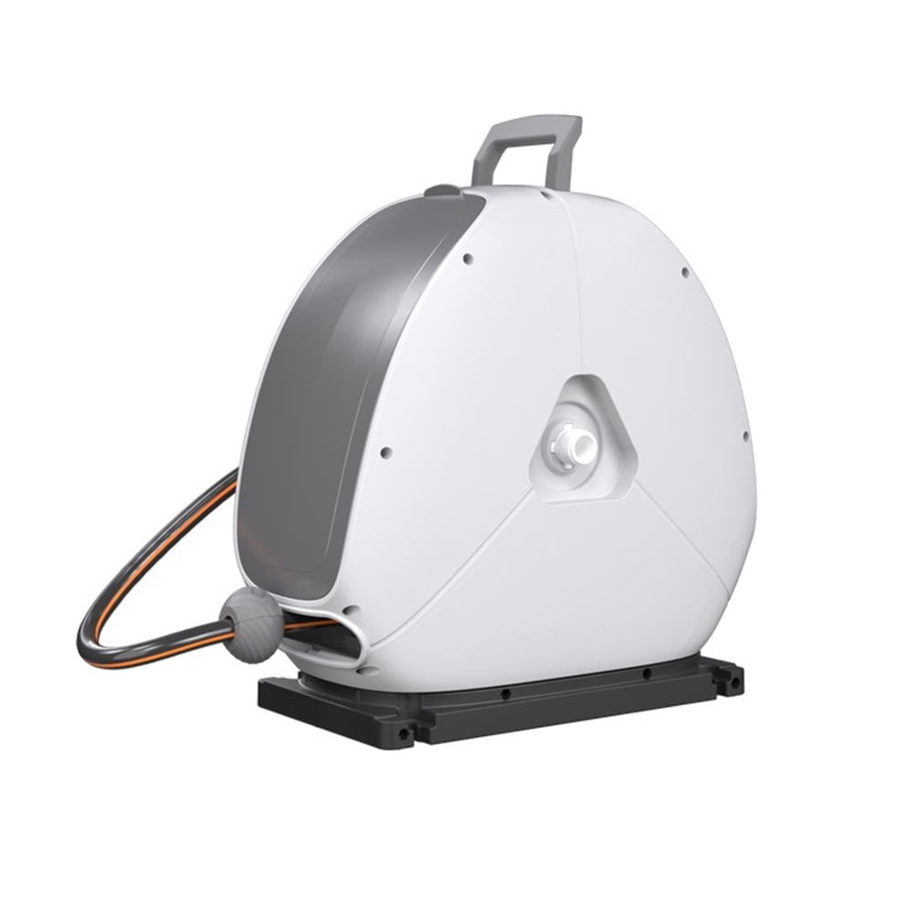 Giraffe Tools Ground Mounted Retractable Garden Hose Reel-1/2in-82ft, Light Grey