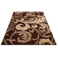 thumbnail image 6 of Melanie Floral Brown & Beige Modern Geometric Comfy Casual Fleur-de-Lis Hand Carved Area Rug 8x10 8x11 ( 7'10" x 9'10" ) Easy to Clean Stain Resistant Contemporary Thick Soft Plush Living Dining Room, 6 of 7