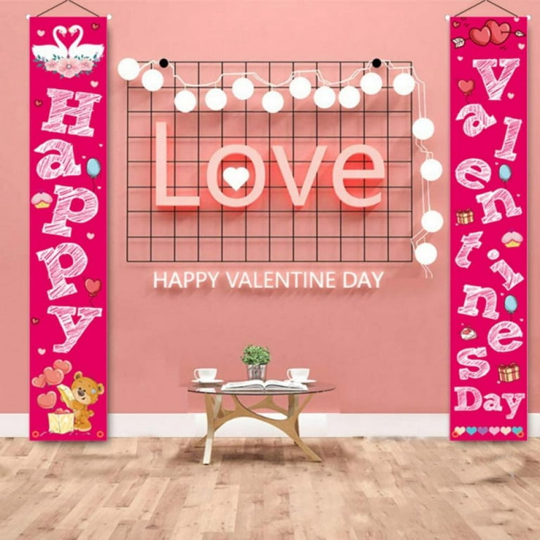 Valentines Day Decorations Happy Valentine's Day Porch Signs Banners  Holiday Love Suppliers for Home Front Door Outdoor Wall Hanging Decor Yard  Indoor Party Wedding Lawn Garden Decoration 