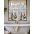 thumbnail image 4 of Birds Floral Bathroom Window Curtain, Farmhouse Country Pink Flower Leaf Grey Plaid Light Filtering Coffee Kitchen Curtains, Bedroom Living Room Curtains 2 Panel 84"x45", 4 of 6