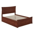 thumbnail image 1 of Leo & Lacey Transitional Solid Wood Urban Full Trundle Platform Bed in Walnut, 1 of 10