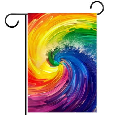 YOYOAMOY Rainbow Wave Garden Flag Yard Patio Printed Flag Waterproof for Outdoor Decoration 12x18 Inches