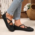 thumbnail image 5 of Women Bow Ballet Flats, Criss‑Cross Ankle Strap Mary Jane Flat Shoes With Buckle, Soft Comfortable Dress Shoes for Wedding, Dating, Office, Walking, 5 of 9