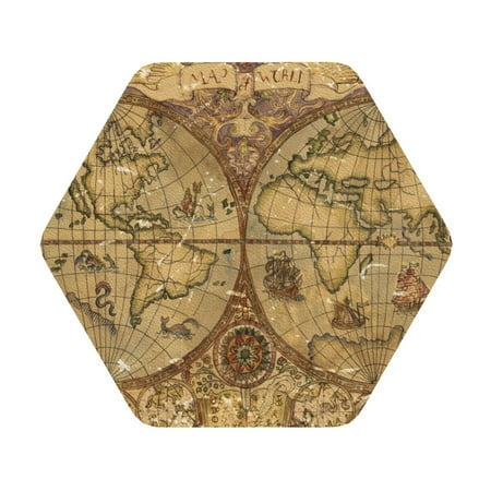 

Salouo World Map1 Print Round Coaster Drink Coasters Leather Bar Beer Beverage Coasters for Drinks Set of 4 for Tabletop Protection Coffee Table Decor