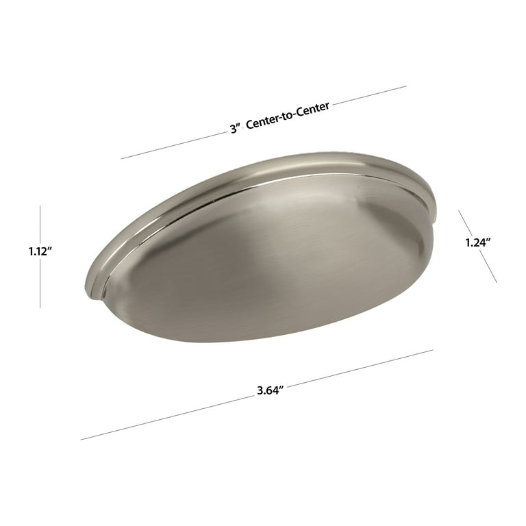 Satin Nickel Cup Pulls 76mm 3inch Hole Centers, Kitchen Cabinets