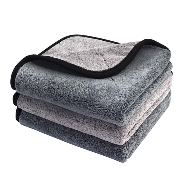 3 Pack Microfiber cleaning towels for cars by Scrub it- super absorbent plush towel quick car drying, non-scratch, double layer wash cloth to clean and shine your vehicle