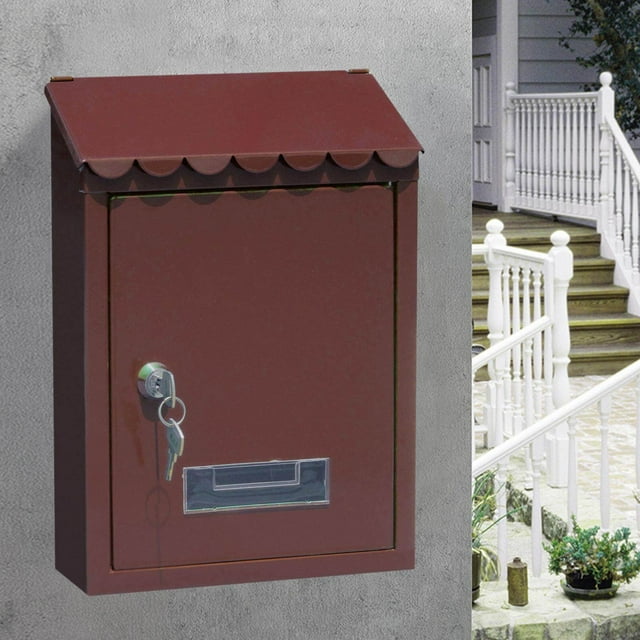 thinsony Rust-proof Mailbox 22x6.5x30cm Wall Mounted Mail Box Secure Case Brown