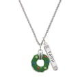 thumbnail image 1 of Delight Jewelry Silvertone Green Resin Wreath with Crystals Silvertone Believe Faith Prayer Hope Bar Charm Necklace, 23", 1 of 4