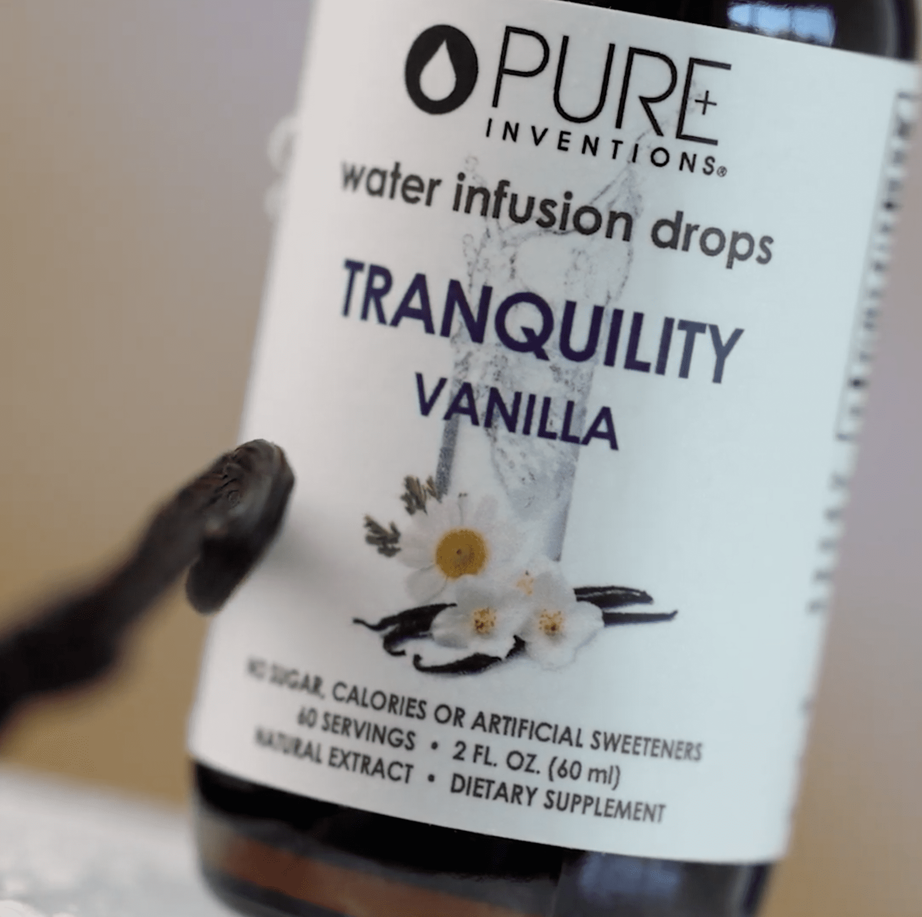 Pure Inventions Tranquility Water Enhancer, Vanilla Chamomile, Relaxation Blend, Sugar-Free, 60 Servings