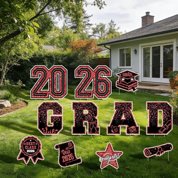 KUNPENG 2026 Graduation Decorations Yard Signs, Class of 2026 Graduation Party Decorations for Outdoor Lawn, Large Green Glitter Congrats Grad Yard Sign with Stakes, Waterproof Garden Decor（Green)