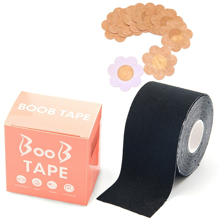 1 Roll Boob Tape and 10pcs Flower Petal Disposable Nipple Cover Set Women  Self Adhesive Breast Lift Push Up Pasties Sticky Invisible Strapless Chest