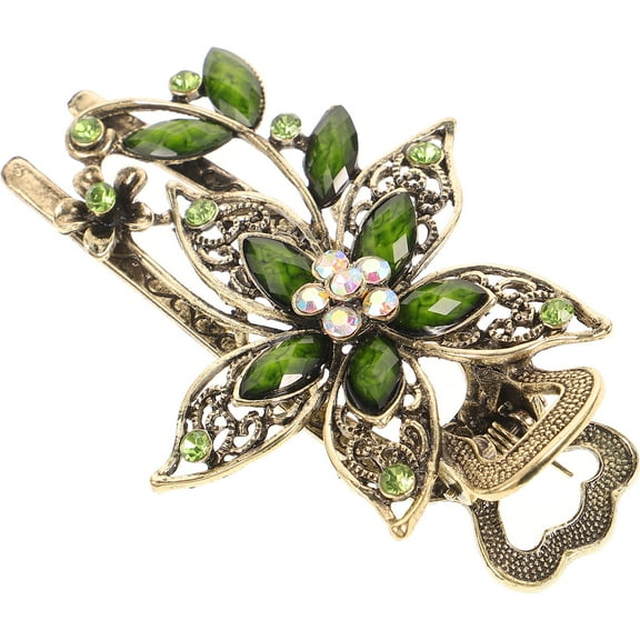 LOLIPPYY Green Floral Hair Clip Barrette Lightweight Hair Accessory for Women Evening Party and Special Occasion
