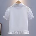 thumbnail image 7 of Tween Girls Lace Trim Blouses Short Sleeve Button Down Shirts Ruffle Hem Sweet Tops Casual Uniform Shirts for Kids Tween Girls Spring Summer Everyday Wear, Size 11-12, 7 of 7