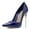 Blue, variant on Women Basic Pointed Closed Toe Slip On Pumps Metal Slim Stiletto High Heels Wedding Daily Wear Fashion Dress Shoes Size 8 Blue
