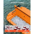thumbnail image 3 of VEVOR Floating Cooler, 40 QT Floating Ice Chest with Dry Storage, Wheels & Tow Rope, Premium LLDPE Amphibious Drink Cooler for Water & Land, Cruise Stable on Lake, River, Pool, Beach, Kayak, Orange, 3 of 9