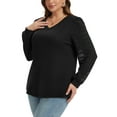 thumbnail image 2 of Daystry Womens Plus Size Long Sleeve Lace Tops Waffle Knit V-Neck Business Casual Loose Blouses Tee, 2 of 8