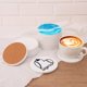 thumbnail image 5 of Juego de posavasos redondos de cerámica con almohadillas para orejas de corcho de 4 pulgadas – posavasos redondos para bebidas, 5 of 8