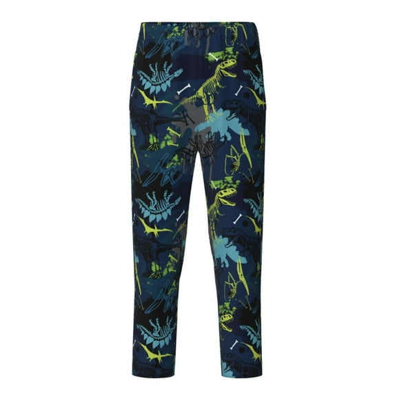 Xecao Cartoon Dinosaur Print Teenagers' Pajama Pants Long Sleep Pants Soft Elastic Waist Pajama Bottoms Elastic waist with 2 Pockets 5-16 Years-XS(5-6)