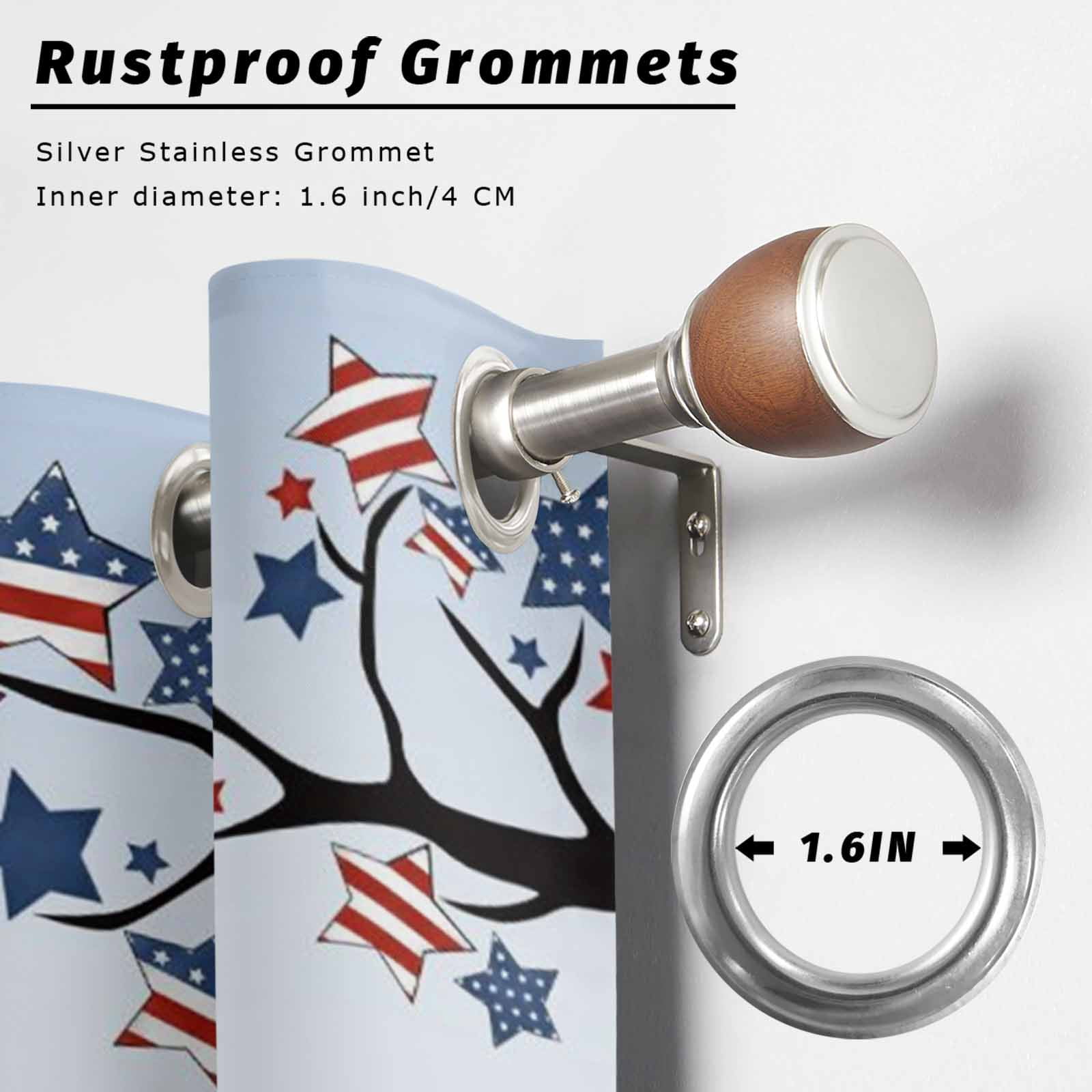 Independence Day Outdoor Curtains for Patio, Patriots Dwarfs US Flag Star Poppy Sunshade Privacy Drapes Grommet Waterproof Outside Curtains for Porch/Cabana/Balcony 54"x 108", 1 Panel