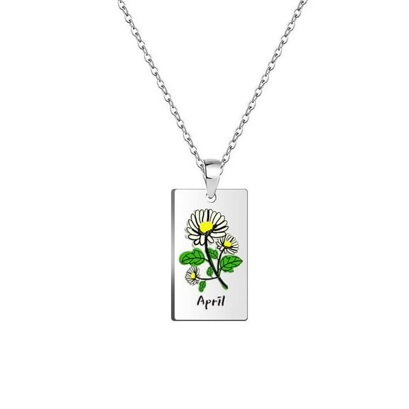 HIJONES 12 Birth Colorful Flower Pendant Necklaces for Women Guardian Month Flower Pendant Dainty Jewelry April