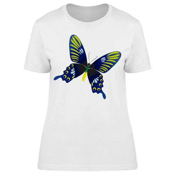 Elegant Blue/yellow Butterfly T-Shirt Women -Image by Shutterstock, Female x-Large