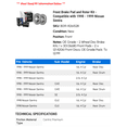 thumbnail image 2 of Front Brake Pad and Rotor Kit - Compatible with 1998 - 1999 Nissan Sentra, 2 of 2