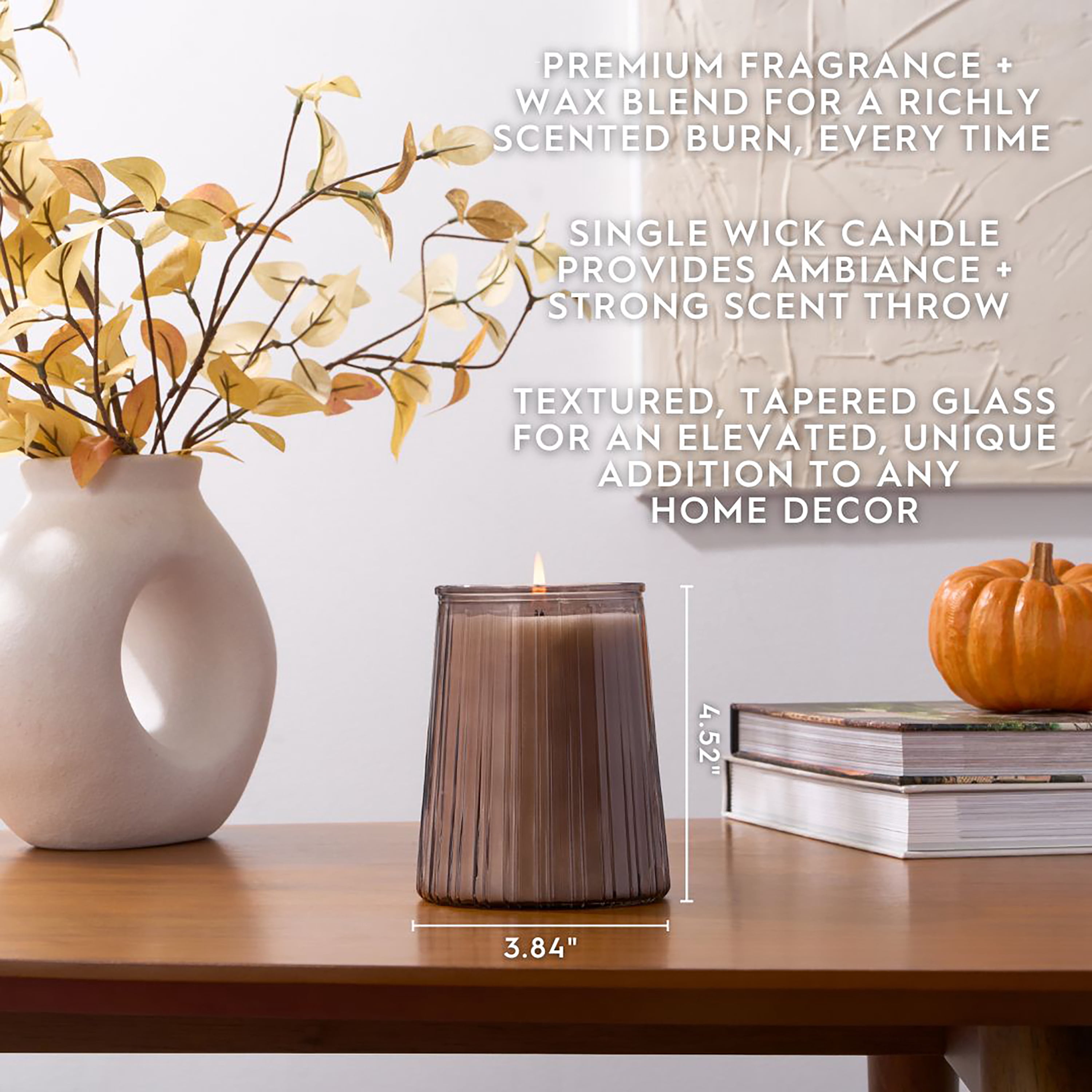 Better Homes & Gardens Salted Coconut Mahogany Scented 1-Wick 16.1oz Ribbed Jar Candle