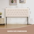 thumbnail image 3 of JONPONY Tufted Upholstered Headboard Queen Size, Solid Wood Head Board with  Adjustable Height  Headboard from 37" to 51",Bed Frame Adapters,Beige,Headboard Only, 3 of 10