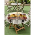 thumbnail image 4 of Outdoor Tablecloths with Umbrella Hole & Zipper, Sunflower Truck Round Tablecloth 54 Inch, Summer Botanical Elegant Pastoral Floral Waterproof Table Cloth, Patio/Pool/Picnic Table Covers, 4 of 8