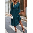 thumbnail image 3 of Vestido largo azul PRETTYGARDEN con escote cruzado, volante y estilo fluido, talla S, 3 of 7