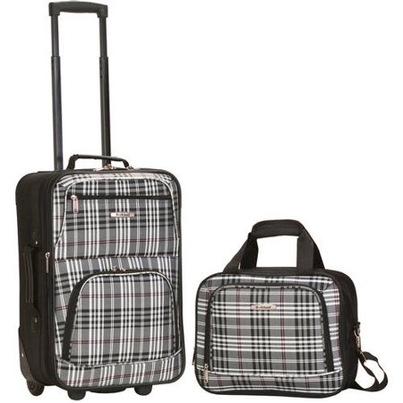 Rockland Luggage Rio 2-Piece Carry On Luggage Set, Black Cross