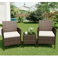 thumbnail image 2 of 3 Piece Patio Bistro Set,Outdoor Rattan Furniture Set Wicker Rattan Chairs and Coffee Table for Garden, Backyard, Porch, 2 of 5