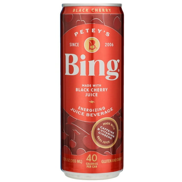 Bing Beverage Healthy Energy Drinks, Bing Cherry, 12 oz (24 Pack)