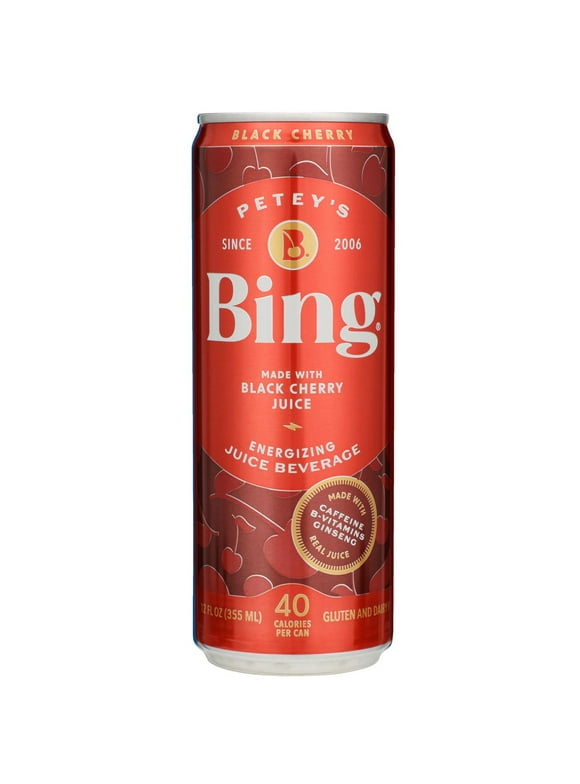 Bing Beverage Healthy Energy Drinks, Bing Cherry, 12 oz (24 Pack)