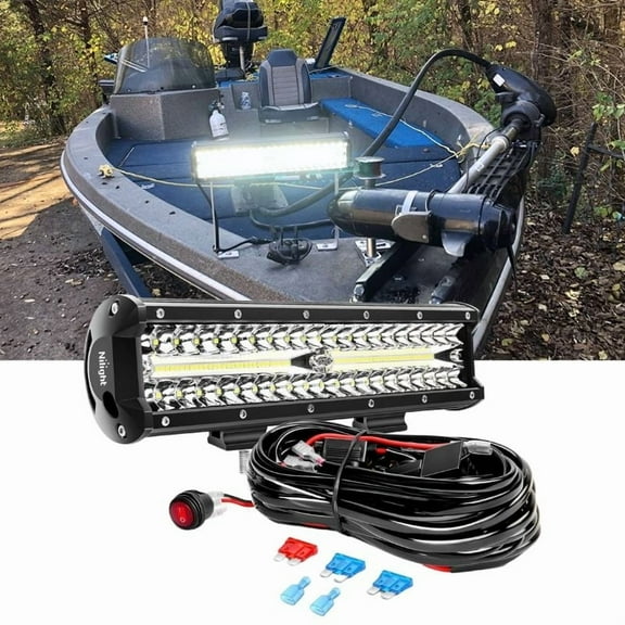 Nilight 12Inch 12 Inch 300W Triple Row Flood Spot Combo 30000LM Led Off Road Lights for Trucks with 16AWG Wiring Harness Kit