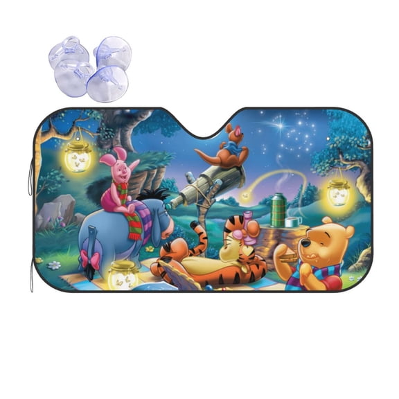 Front Windshield Sun Shade Winnie The Pooh Folding Shield UV Ray Blocks Visor Protector for Car Truck SUV Small