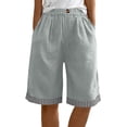 thumbnail image 5 of yillto Women Wide Leg Shorts with Pockets Baggy Cotton Linen Summer Casual Short Pants with Pockets, 5 of 8