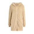 thumbnail image 4 of Tiqkatyck Womens Winter Coats, Women's Fashion Solid Color Long Sleeve Casual Plush Coat with Pocket Zipper With Hood Long Coat Fleece Jacket Women Plus Size Coats for Women Beige S, 4 of 5