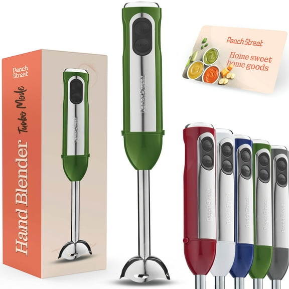 Powerful Immersion Blender, Electric Hand Blender 500 Watt with Turbo Mode, Detachable Base. Handheld Kitchen Blender Stick for Soup, Smoothie, Puree, Baby Food, 304 Stainless Steel Blades