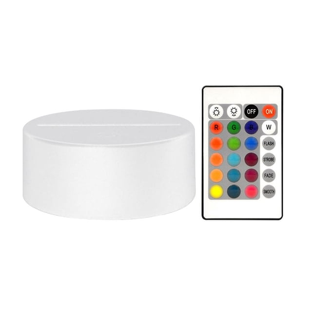 Control remoto de luz 16 colores Base LED 3D Base de pantalla de tablero de lámpara de acrílico redondo () Blanco Hugtrwg Para estrenar