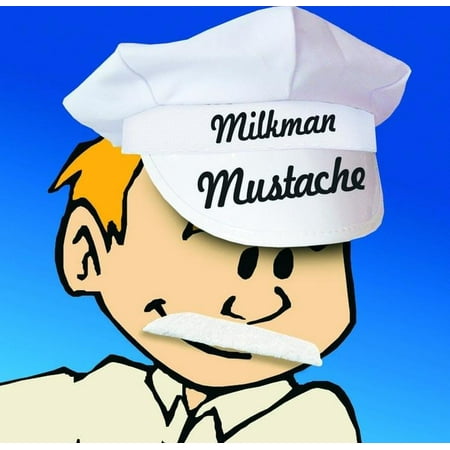 Self Adhesive Milkman Costume Mustache White One Size