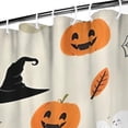 thumbnail image 3 of Beige Halloween Pumpkins Ghosts and Bats Shower Curtain 36"x72" ,Bathroom Decorative Shower Curtains Set with 12 Hooks,Modern Waterproof Washable Shower Curtain, 3 of 6