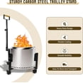 thumbnail image 4 of Rolling Stand with Telescopic Handle for Solo Stove Bonfire – 22" Portable Fire Pit Stand for 19.5" Smokeless Fire pits, Heavy Duty Outdoor Fire Pit Trolley Base for Patio, Backyard & Camping, 4 of 9