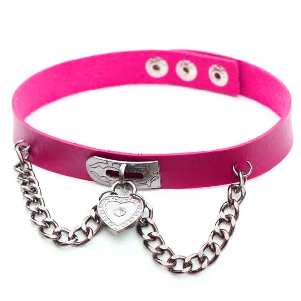 Minnieouse Punk PU cuero gargantilla cadena colgante corazón collares mujeres niñas gargantilla señora regalo joyería Ropa, zapatos y accesorios Miscelánea Rosa roja Minnieouse PS11278-14
