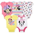 thumbnail image 1 of Disney Minnie Mouse Girl's 5-Piece Short Sleeve Baby Bodysuit Onesie Set, 1 of 6
