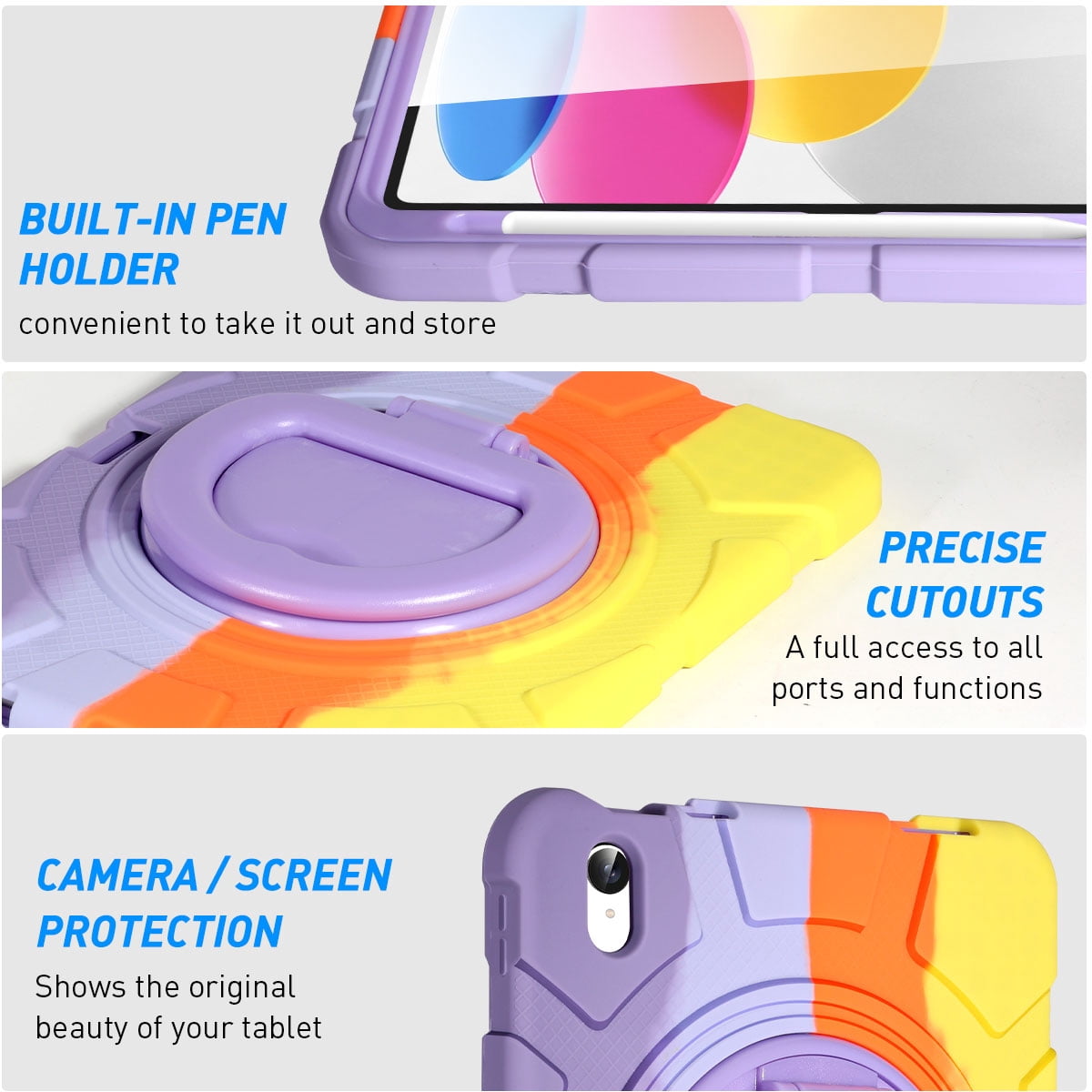 AICase For Apple iPad (A16) 11th Generation 11 Inch 2025 Case Shockproof Rugged Cover Heavy Duty 360 Rotating Protective Kickstand Cover Built-in Pencil Holder +Screen Protector
